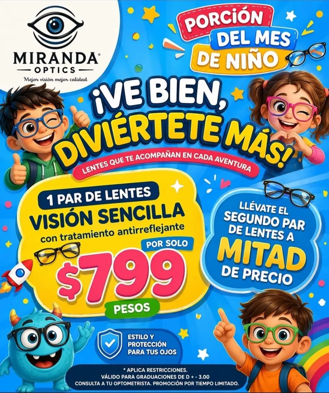 Promoción del mes de lentes de niño